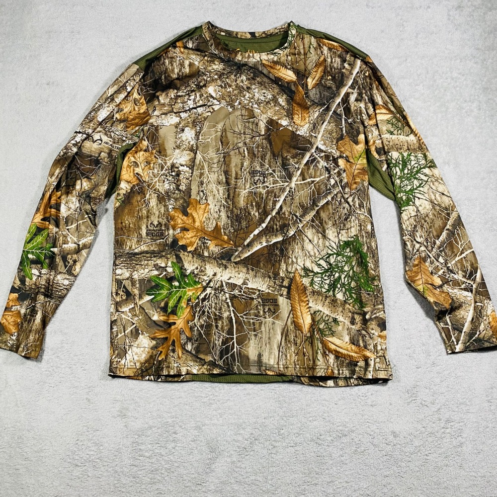 Gamehide Realtree Edge Camo Hunting Shirt Mens L Green Mesh Back WS3‎